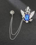Sliver Wings Crown Chain Pin Brooches For Mens Suit Brooch Collar Decorated Shirt Accessories Tide Corsage Brooch Pins