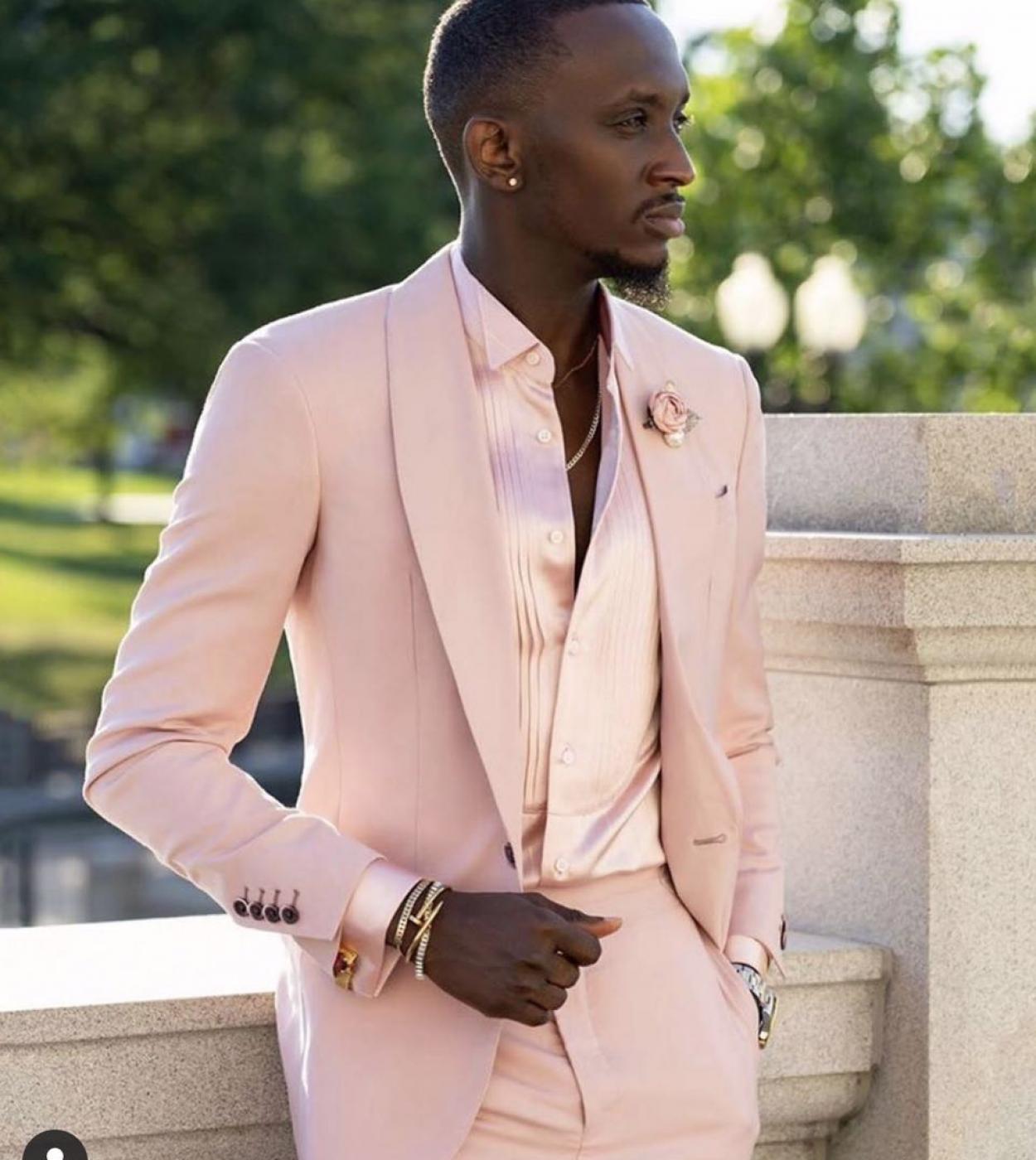 75 70 Rose Chale Revers Pageant De Luxe De Mariage Hommes Costumes Costume De Smoking Homme Terno Masculino Slim Fit Blazer 2 Pieces Description