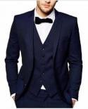 Custom Made Navy Blue Fashion Men Suit Blazer Slim Fit Men Wedding Prom Suit Groom Tuxedo Formal 3pcsjacketpantsvest