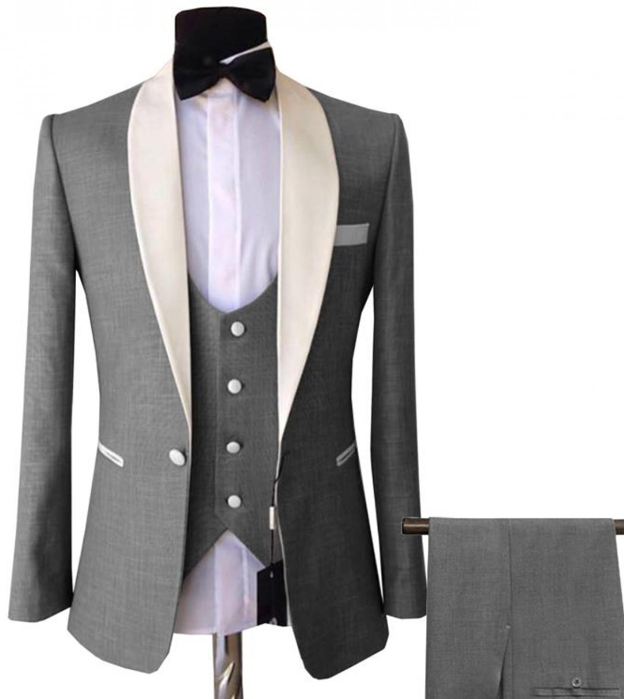 Mens 3 Pieces Suits Slim Fit Business Groom Pink Purple Jacket Tuxedos White Blazer For Wedding Prom Eveningblazervest