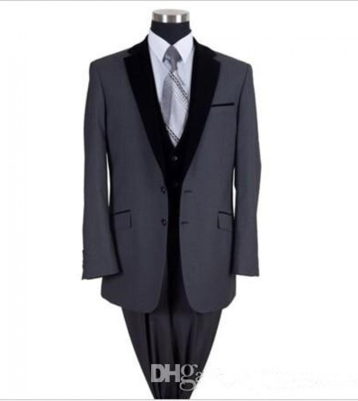 Best Man Mens Wedding Men Suits Grey Charcoal Groom Tuxedos Groomsmen Dresses Latest Coat Pant Design jacketpantsvest
