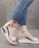 2022 Summer Shoes Women Wedges Heels Sandals Young Ladies Casual Sandals Open Toe Black White Shoes Wedge Heel