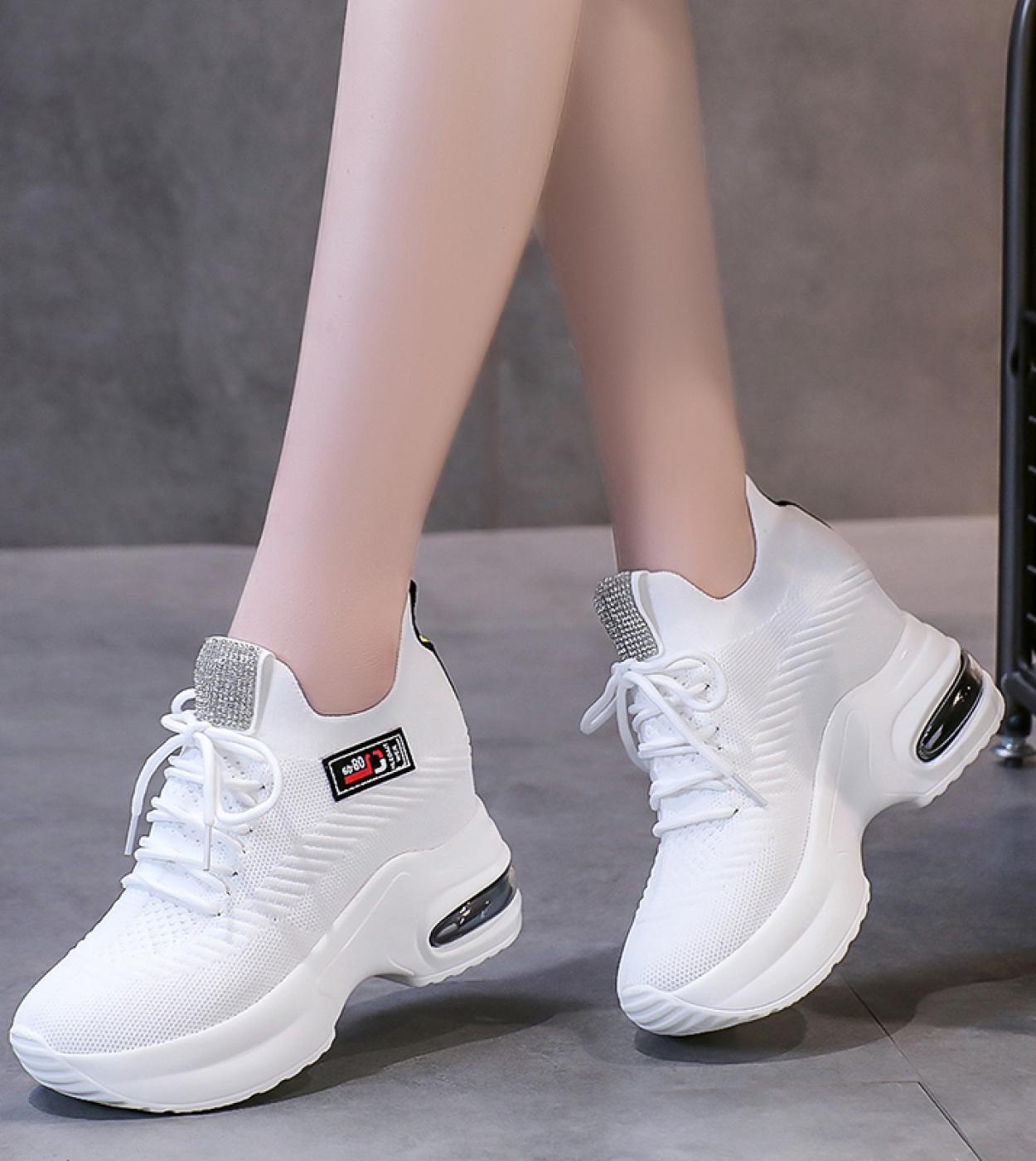 Women's Casual Lace Up Sneakers Platform Hidden High Wedge Heels Shoes |  eBay