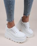 Womens Wedge Shoes 2022 New High Top Round Toe Ladies Comfy Lace Up 85cm Platform Shoes 35 43 Large Sized Female Casua