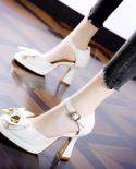 Women Genuine Leather Ankle Strap Sandals Thick Heels Sandals Platform Chain Super High Heel Buckle Lady Footwear 2022