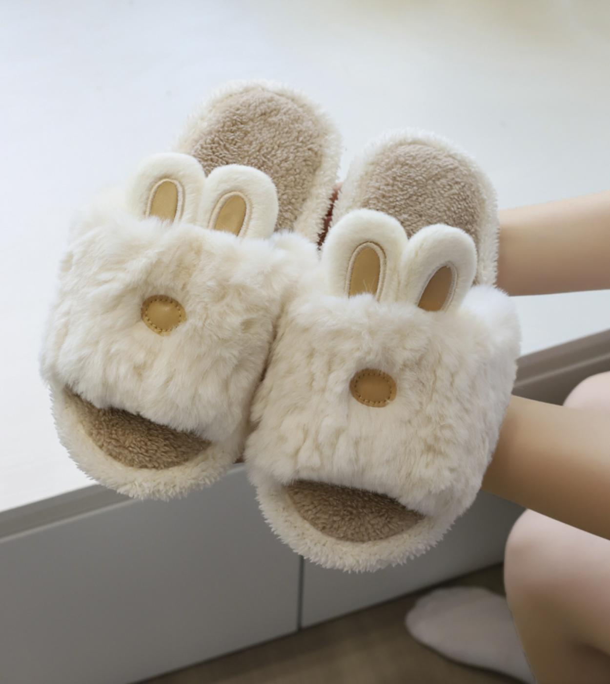 2022 Plush Furry Slides Bedroom Fluffy Shoes Thick Platform Slippers Women  Home Winter Warm Floor Flip Flops Indoor Fuzz