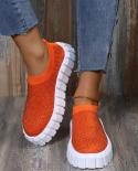 New Rhinestone Sneakers Women 2022 Spring Comfy Stretch Fabric Ladies Slip On Loafers 36 43 Large Sized Running Walking 