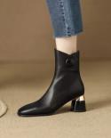 Womens Riding  Short Boots Pu Leather Thick Heel Pointed Head 22 New Autumn Platform Side Zipper Fashtion Womens Casua