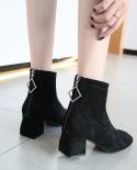 New Women Shoes High Heels Slip Ankle Boots Winter Stretch Socks Boots Elegant Square High Heels Shoes Female Plus Size 
