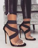 High Heels Sandalias  Shoes 2022 Women Sandals Open Toe Stiletto Sandals Gladiator Summer Party Stretch Fabric Sandal