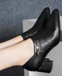 2022 Women Leather High Heels,office Lady Work Shoes,fashion Rhinestone,pointed Toe,side Zip,black,white,green,dropship