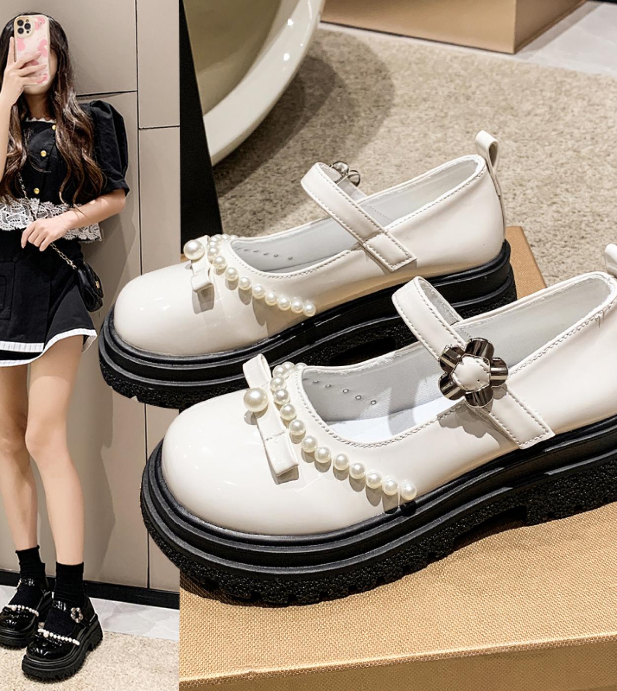أحذية هاراجوكو لوليتا للسيدات E Girl منصة مكتنزة أزياء تنكرية للطالبات ماري جين حذاء أسود 2022