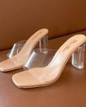 Transparent Stiletto High Heels Nude Sandals Women Open Toe Clear Flipflops Fairy Style Antiskid Square Toe Sandalias Mu