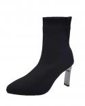 Simple Fashion Stretch Socks Boots Womens High Heels Shoes Knit Socks Boots Skinny Women Pointed Autumn And Winter Bare