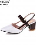  Sandals Hollow Coarse Sandals High Heeled Shallow Mouth Pointed Pumps Female  High Heels Large Fashion Woman Shoesmiddl