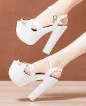 Square Heel Womens Sandals Platform Womens Shoes 15 Cm  Ultrahigh Heels Banquet Female Sandals Plus Size Pumps 32,33,42