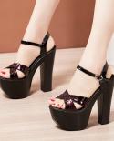 Square Heel Womens Sandals Platform Womens Shoes 15 Cm  Ultrahigh Heels Banquet Female Sandals Plus Size Pumps 32,33,42