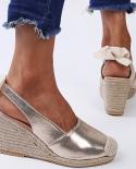 Womens Sandals Summer New Sandals Womens Large Size Spot Wedge Buckle Belt Serpentine Open Toe High Heel Womens Shoes