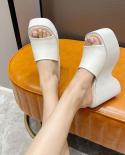 2022 Summer Chunky Platform Woman Mules Shoes Slides Platform Wedges Leisure Comfy Outdoor Slippers Woman Beach Shoes