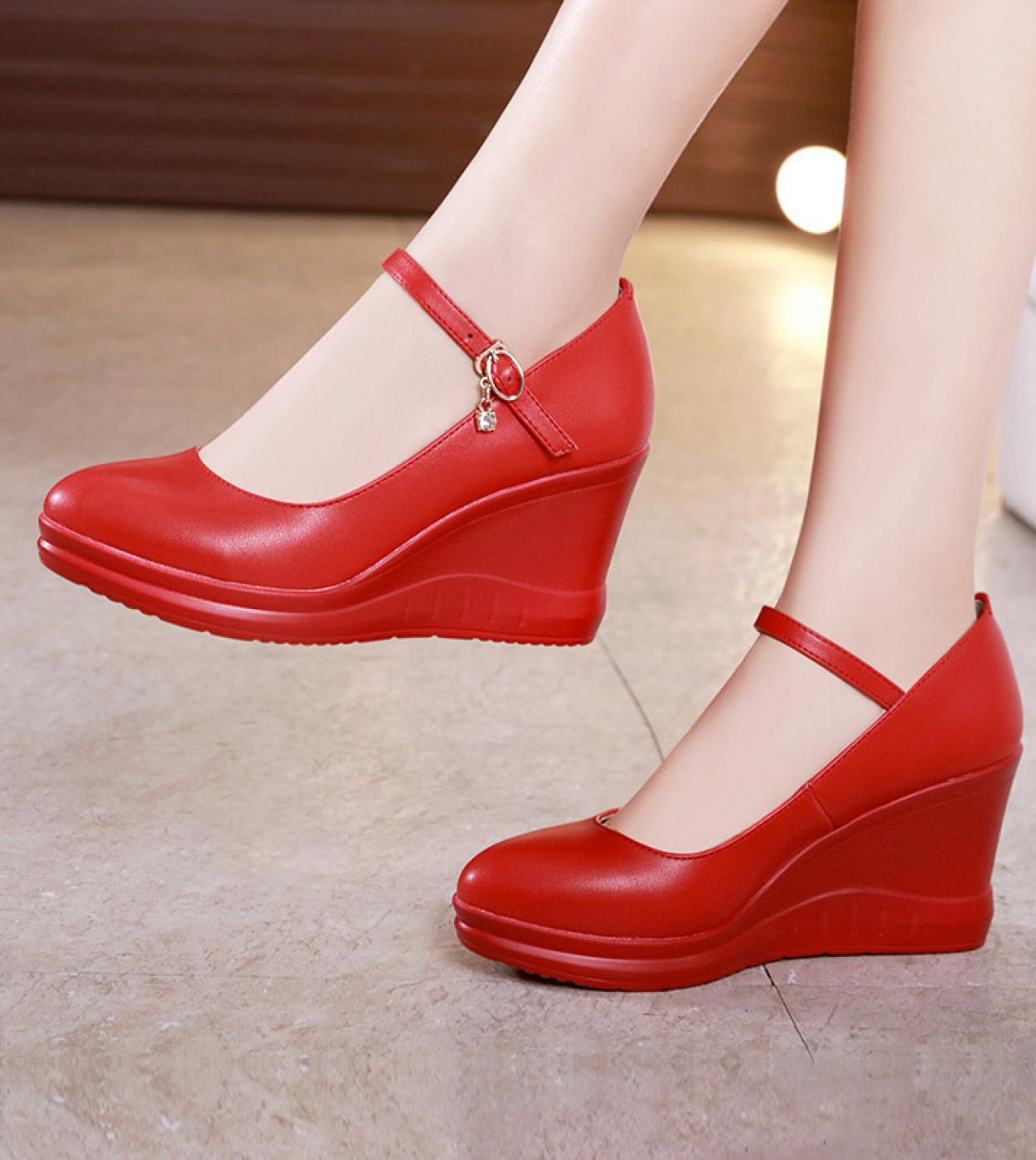 Red wedges shoes cheap deals