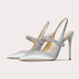 Size 34 45 Womens Diamond Bao Head Sandals 2025 New Thin Heel Pointed Sheepskin Leat