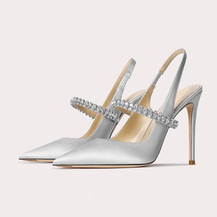 Size 34 45 Womens Diamond Bao Head Sandals 2025 New Thin Heel Pointed Sheepskin Leat