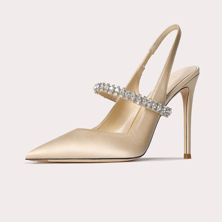 Size 34 45 Womens Diamond Bao Head Sandals 2025 New Thin Heel Pointed Sheepskin Leat