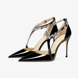 Rhinestone High Heels Summer New Versatile Pointed Heel Oneword Buckle Bag Head Sanda