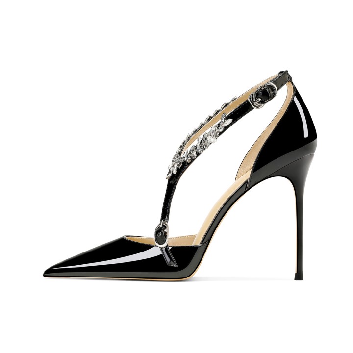Rhinestone High Heels Summer New Versatile Pointed Heel Oneword Buckle Bag Head Sanda
