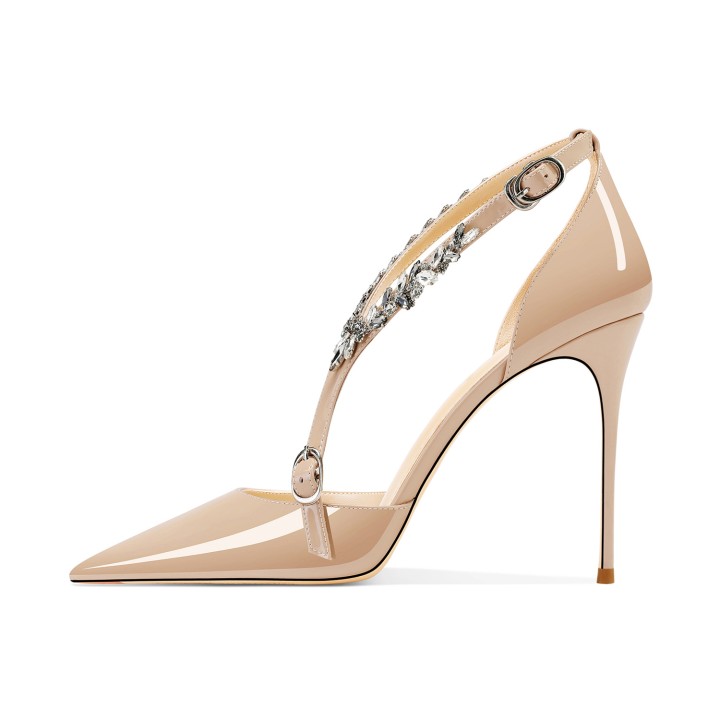 Rhinestone High Heels Summer New Versatile Pointed Heel Oneword Buckle Bag Head Sanda