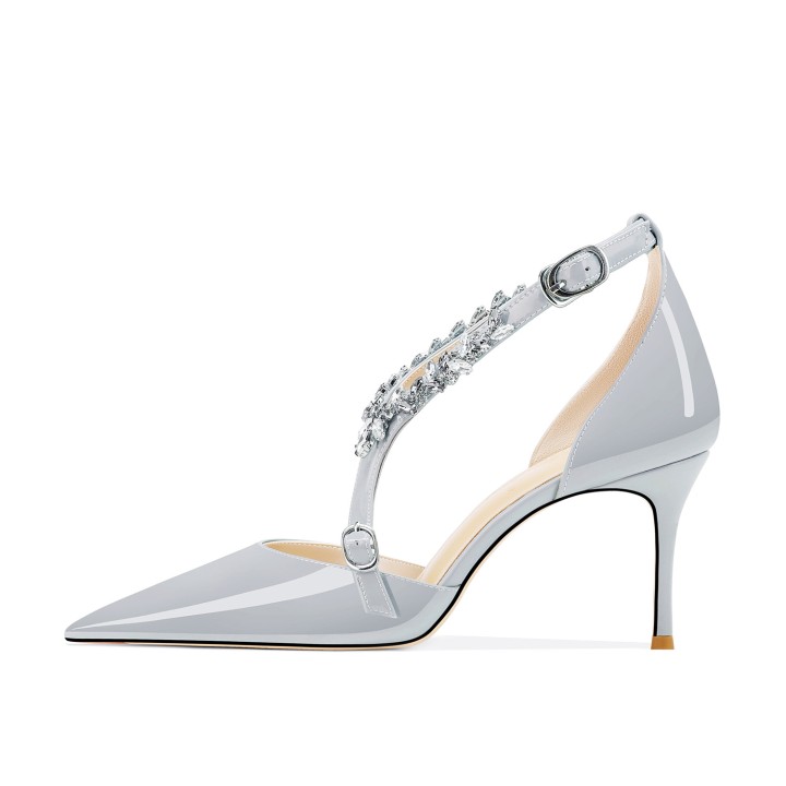 Rhinestone High Heels Summer New Versatile Pointed Heel Oneword Buckle Bag Head Sanda