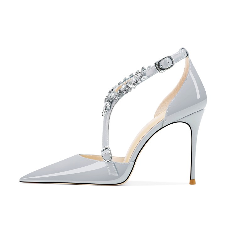Rhinestone High Heels Summer New Versatile Pointed Heel Oneword Buckle Bag Head Sanda