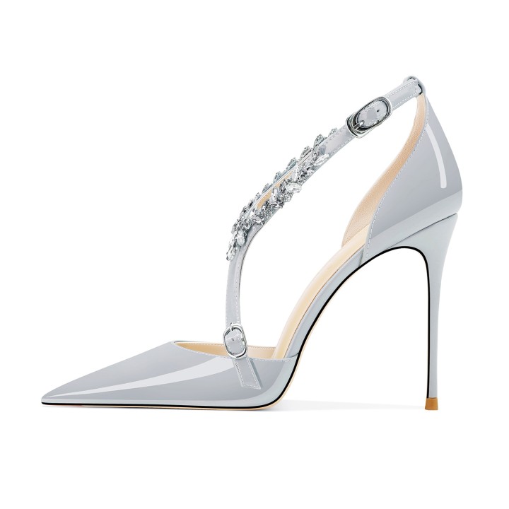 Rhinestone High Heels Summer New Versatile Pointed Heel Oneword Buckle Bag Head Sanda