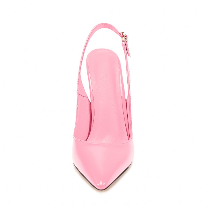 Arden Furtado Summer Patent Leather Pointedtoe Super High Heel Rear Trip Belt Closed 