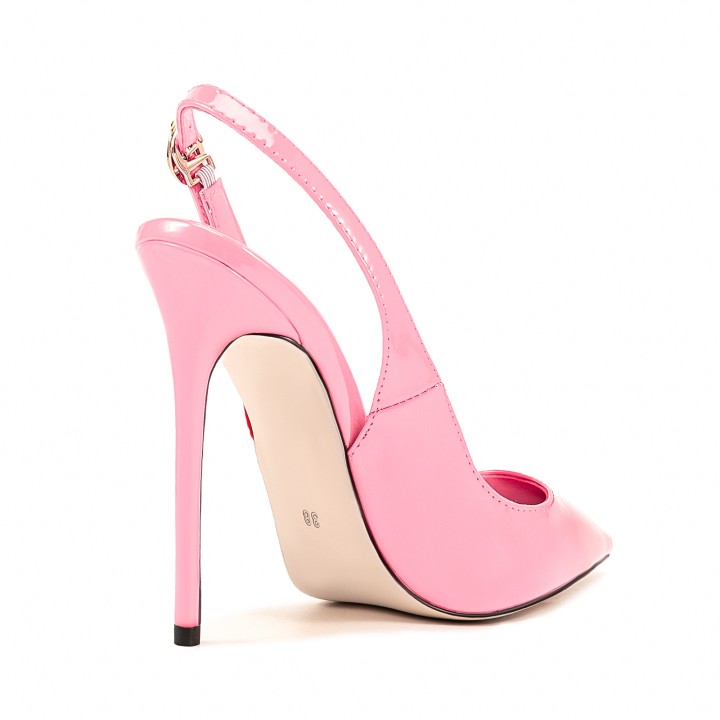 Arden Furtado Summer Patent Leather Pointedtoe Super High Heel Rear Trip Belt Closed 