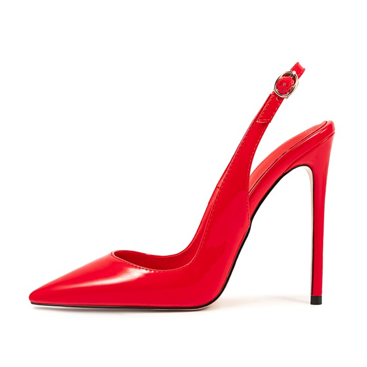 Arden Furtado Summer Patent Leather Pointedtoe Super High Heel Rear Trip Belt Closed 