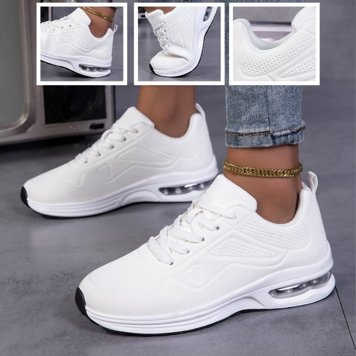 Women Solid Color Air Cushion Walking Sneakers Breathable Soft Upper Shock Absorb Non