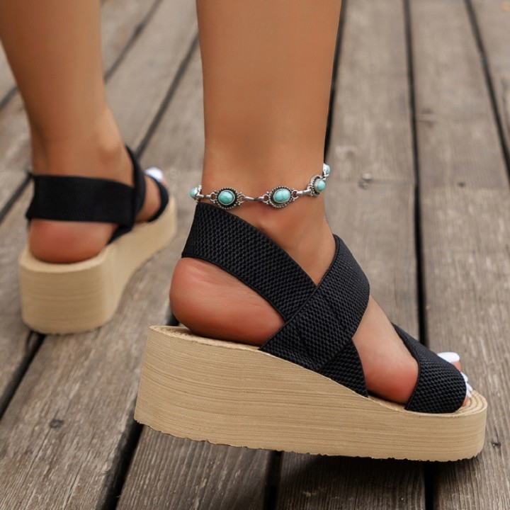 Womens Light Weight Wedge Sandals Open Toe Platform Thick Soled Summer Casual Slingb