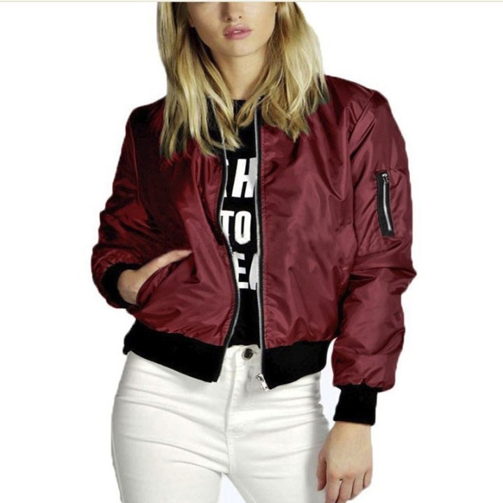 2024 Autumn Winter Fashion Women New Slim Jacket Casual Round Neck Solid Color Zipper