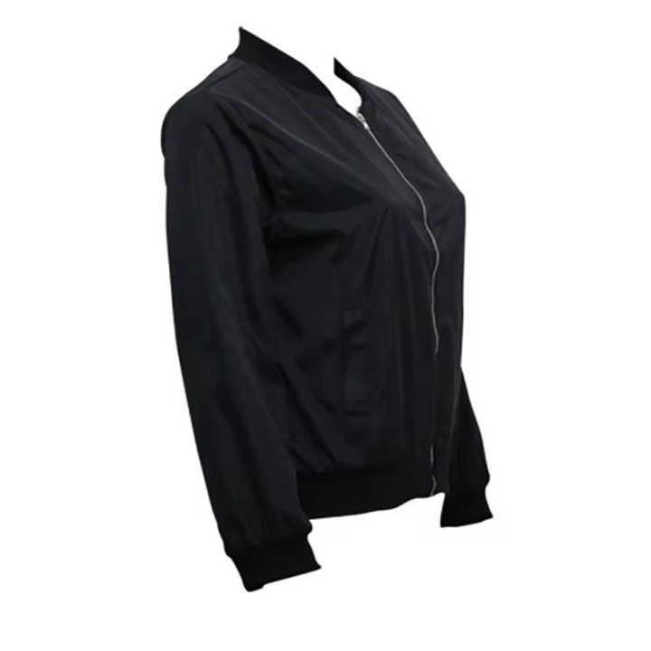 2024 Autumn Winter Fashion Women New Slim Jacket Casual Round Neck Solid Color Zipper