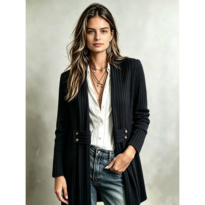Womens Knitted Sweater Coat Cardigan Autumn Winter New Style Buttoned Furry Striped 
