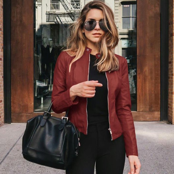 2025 Women Bike Coat Pu Leather Outwear Zipper Outfit Autumn Winter Wome Fashion Shor