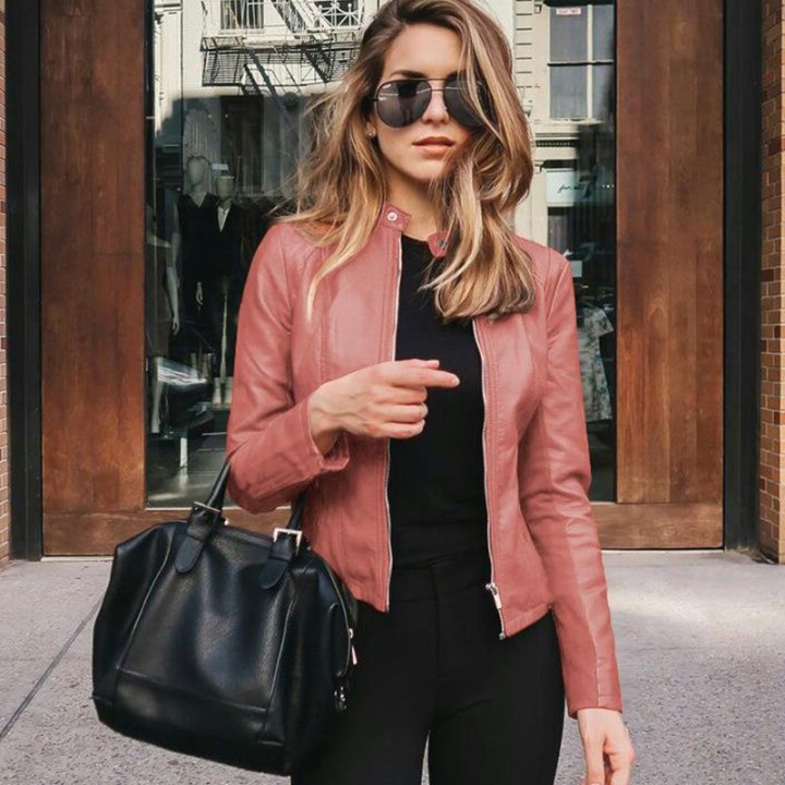 2025 Women Bike Coat Pu Leather Outwear Zipper Outfit Autumn Winter Wome Fashion Shor