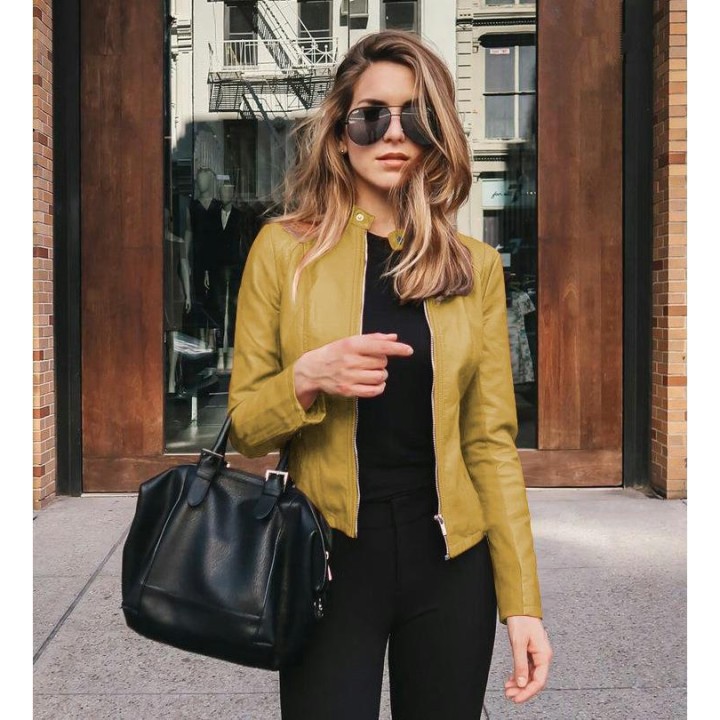 2025 Women Bike Coat Pu Leather Outwear Zipper Outfit Autumn Winter Wome Fashion Shor