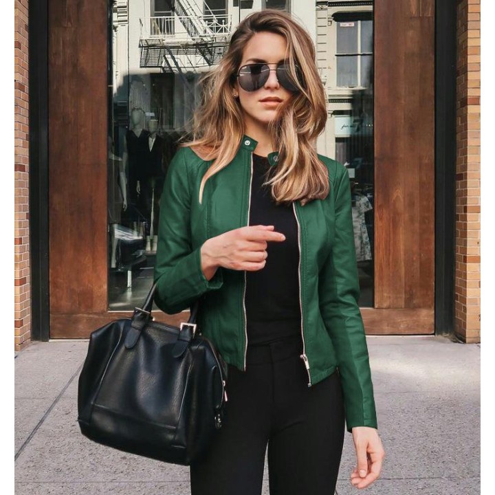 2025 Women Bike Coat Pu Leather Outwear Zipper Outfit Autumn Winter Wome Fashion Shor