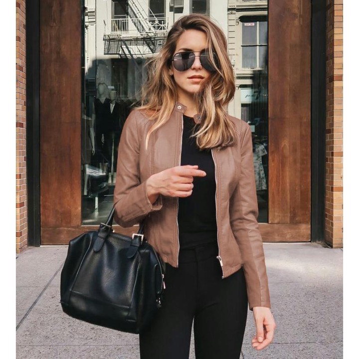 2025 Women Bike Coat Pu Leather Outwear Zipper Outfit Autumn Winter Wome Fashion Shor