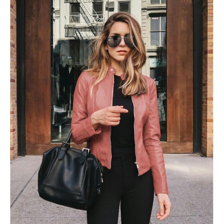 2025 Women Bike Coat Pu Leather Outwear Zipper Outfit Autumn Winter Wome Fashion Shor