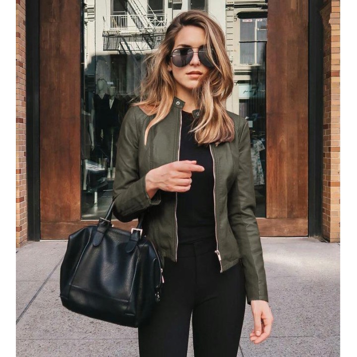 2025 Women Bike Coat Pu Leather Outwear Zipper Outfit Autumn Winter Wome Fashion Shor