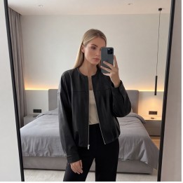 Women S Leather Jacket New 2026 Autumn Winter Classic Commuter Style O Neck Pocket Ch