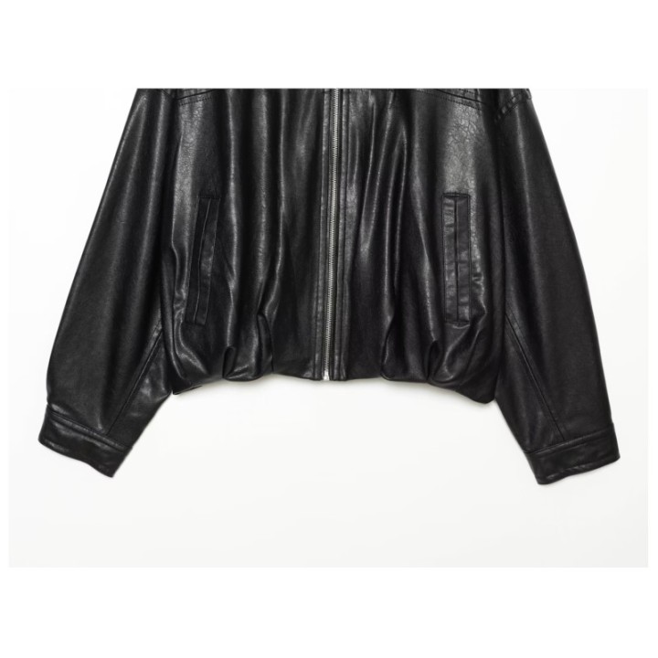 Women S Leather Jacket New 2026 Autumn Winter Classic Commuter Style O Neck Pocket Ch
